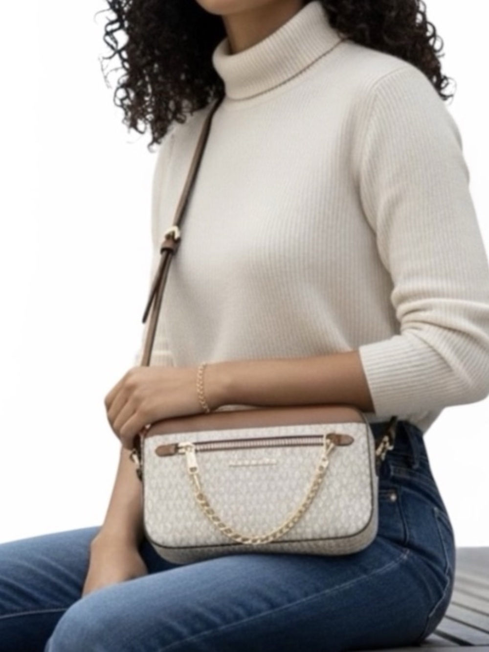 Michael Kors NWT Beige and Brown Crossbody Bag